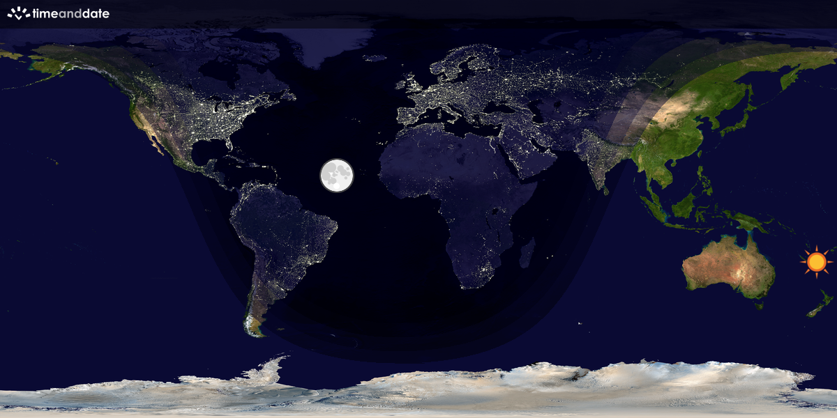 Verdenskart som viser dag og natt 