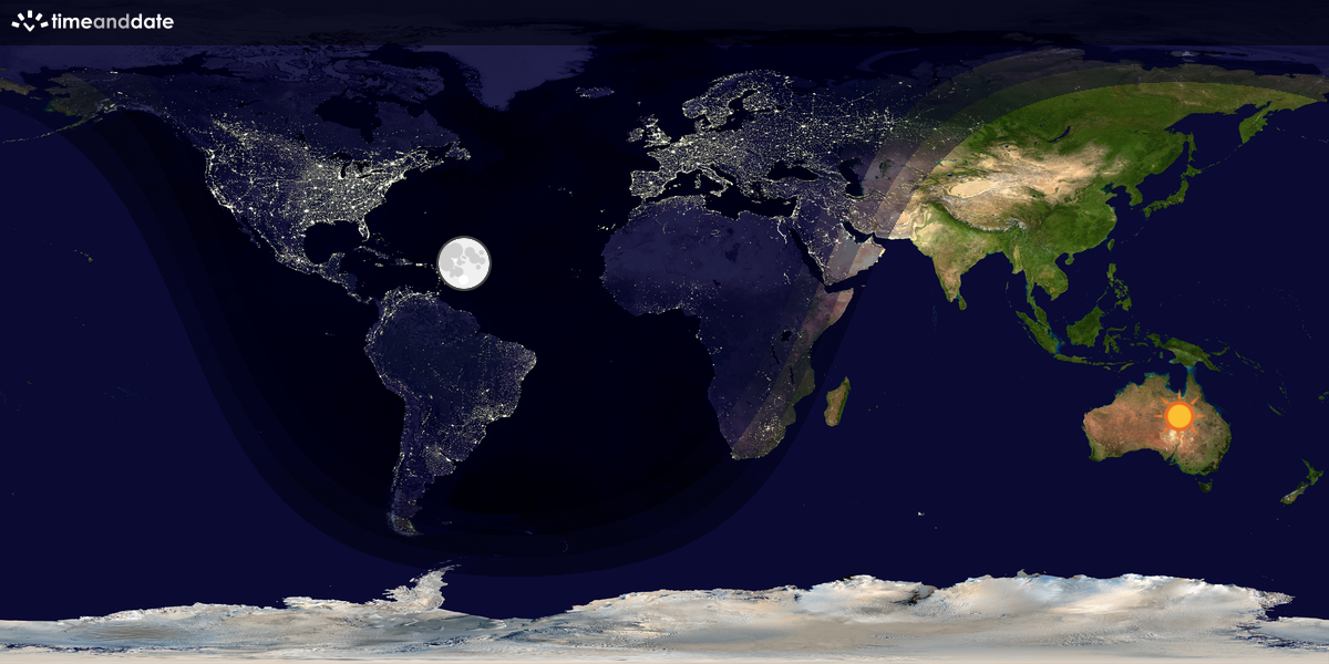 Verdenskart som viser dag og natt 