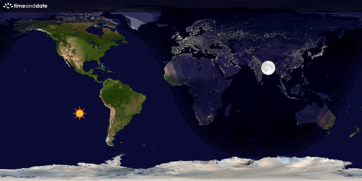 Verdenskart som viser dag og natt 