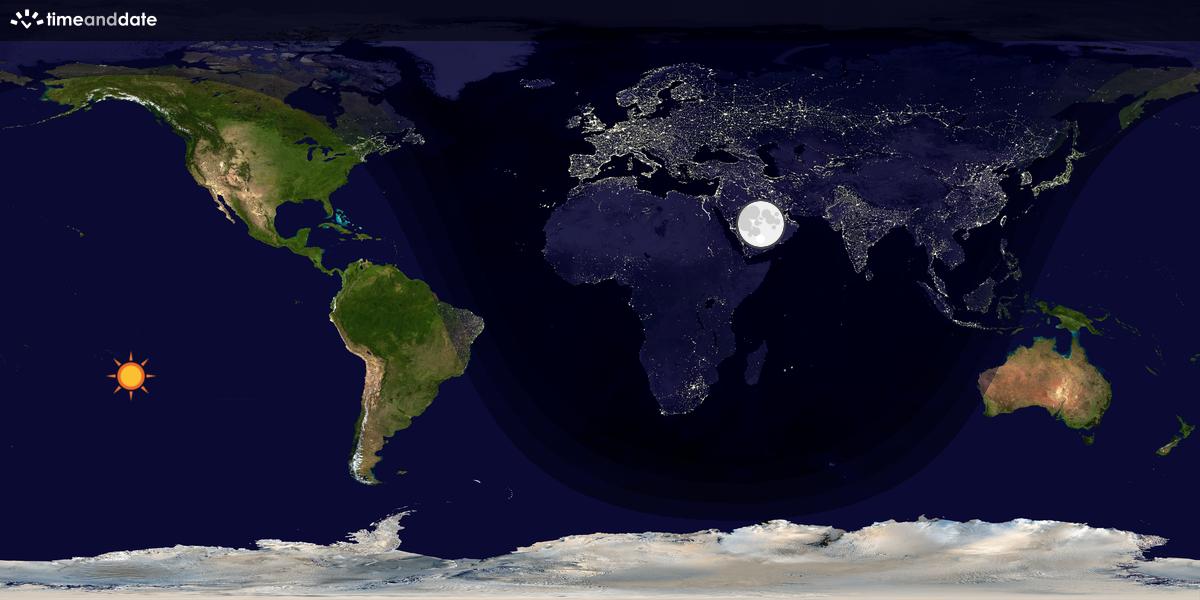 Verdenskart som viser dag og natt 