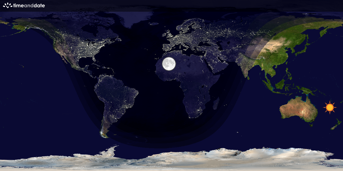Verdenskart som viser dag og natt 