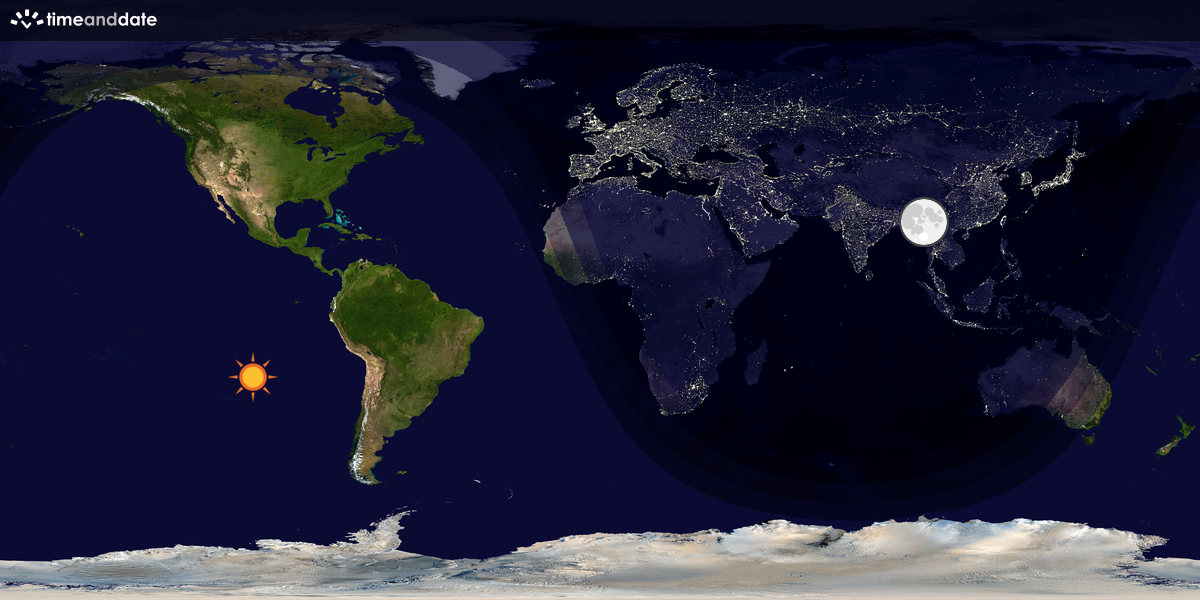 Verdenskart som viser dag og natt 