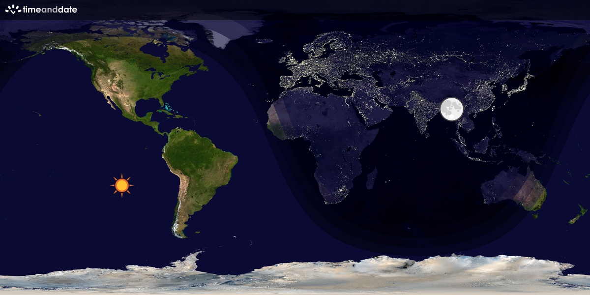Verdenskart som viser dag og natt 
