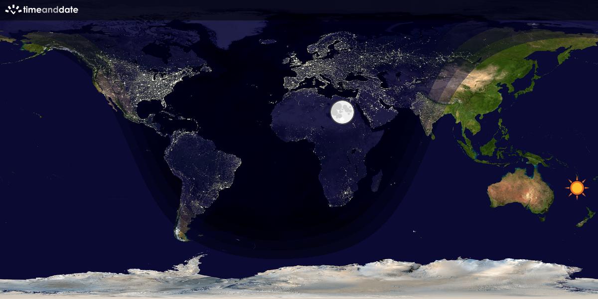 Verdenskart som viser dag og natt 