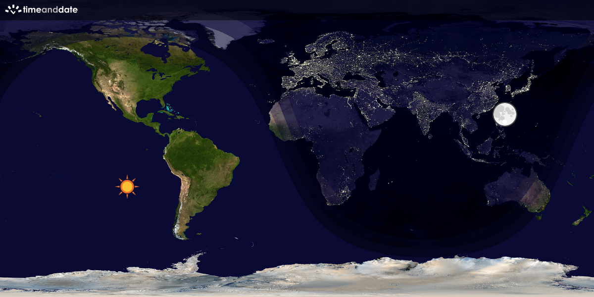 Verdenskart som viser dag og natt 