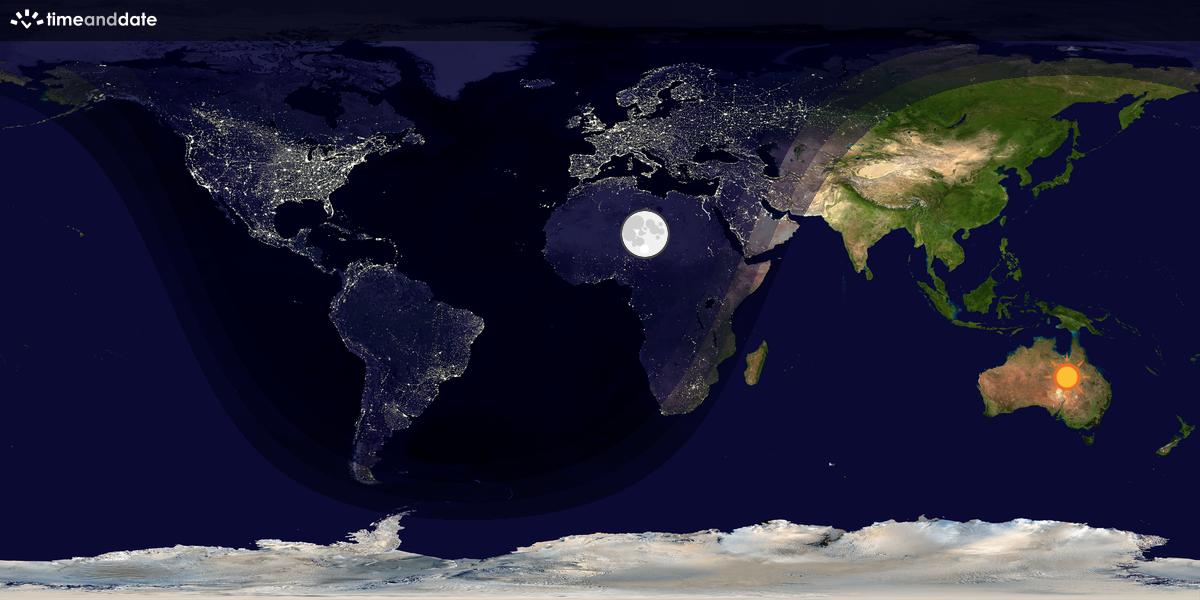 Verdenskart som viser dag og natt 