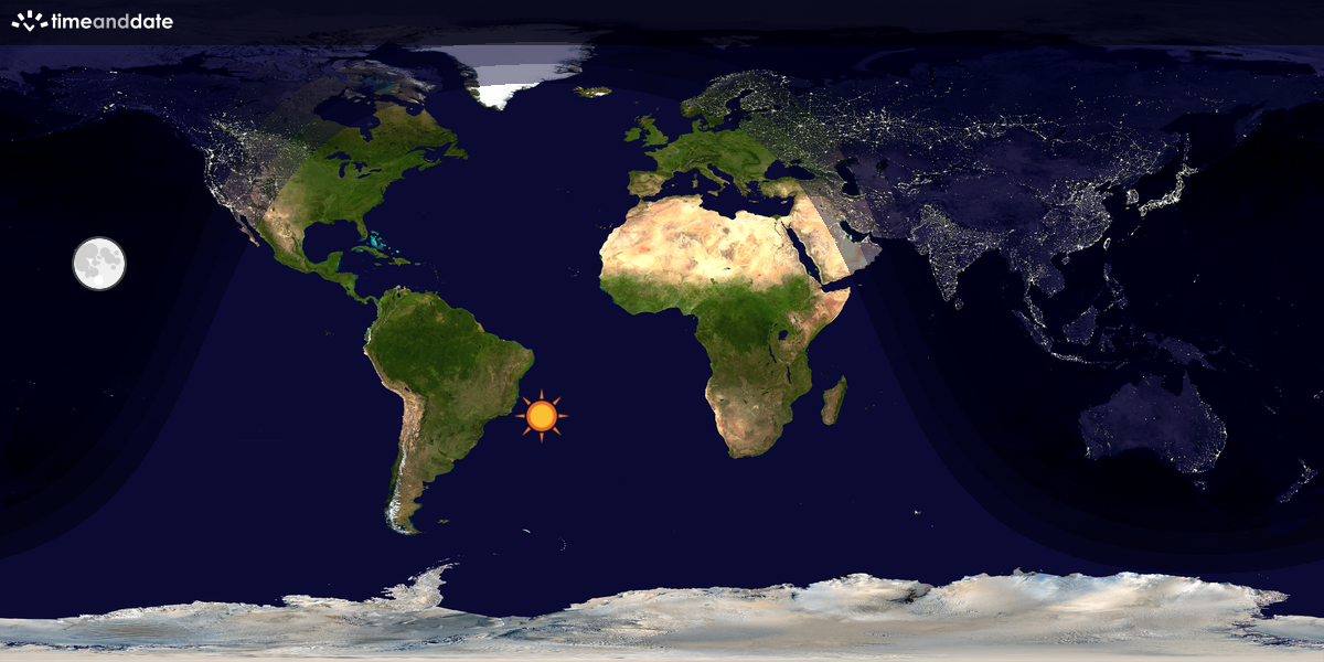 Verdenskart som viser dag og natt 