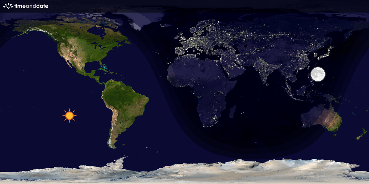 Verdenskart som viser dag og natt 