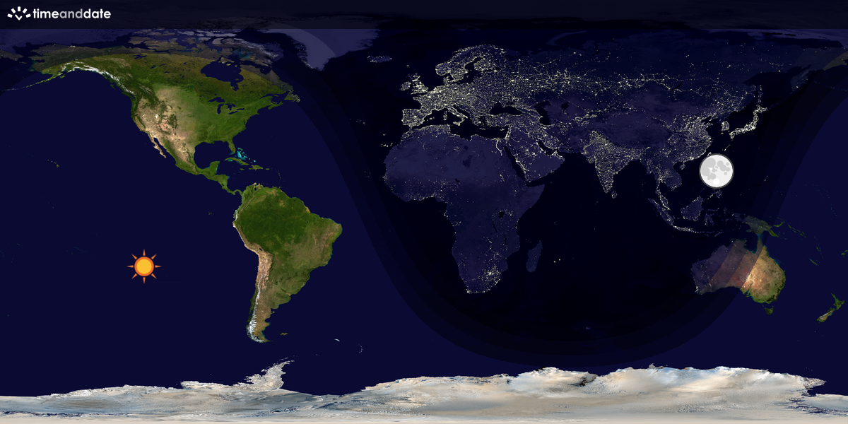 Verdenskart som viser dag og natt 