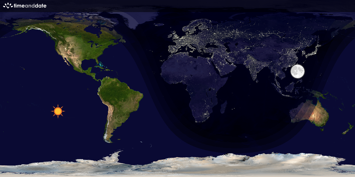 Verdenskart som viser dag og natt 