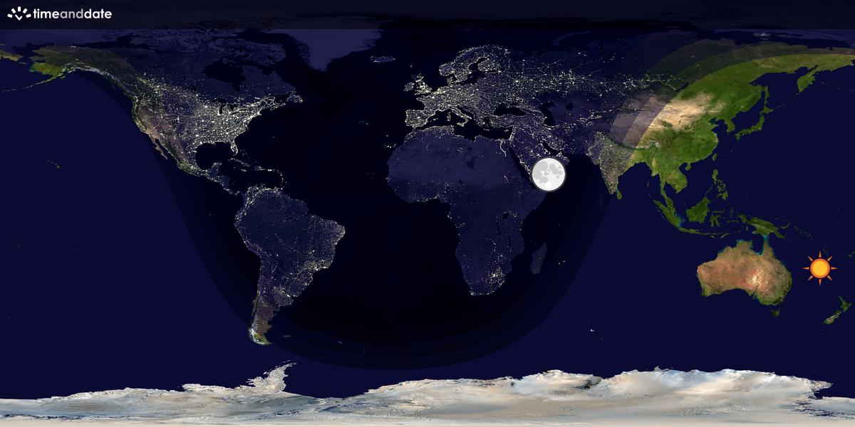 Verdenskart som viser dag og natt 