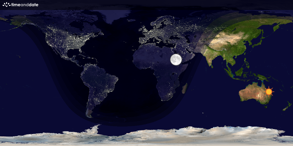 Verdenskart som viser dag og natt 