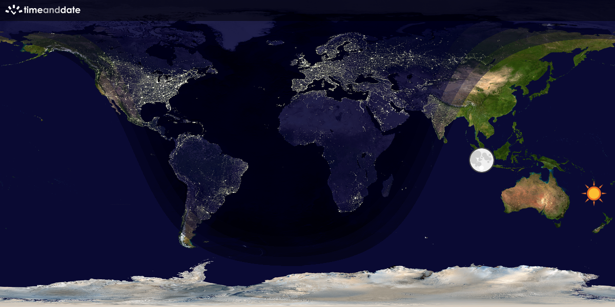 Verdenskart som viser dag og natt 