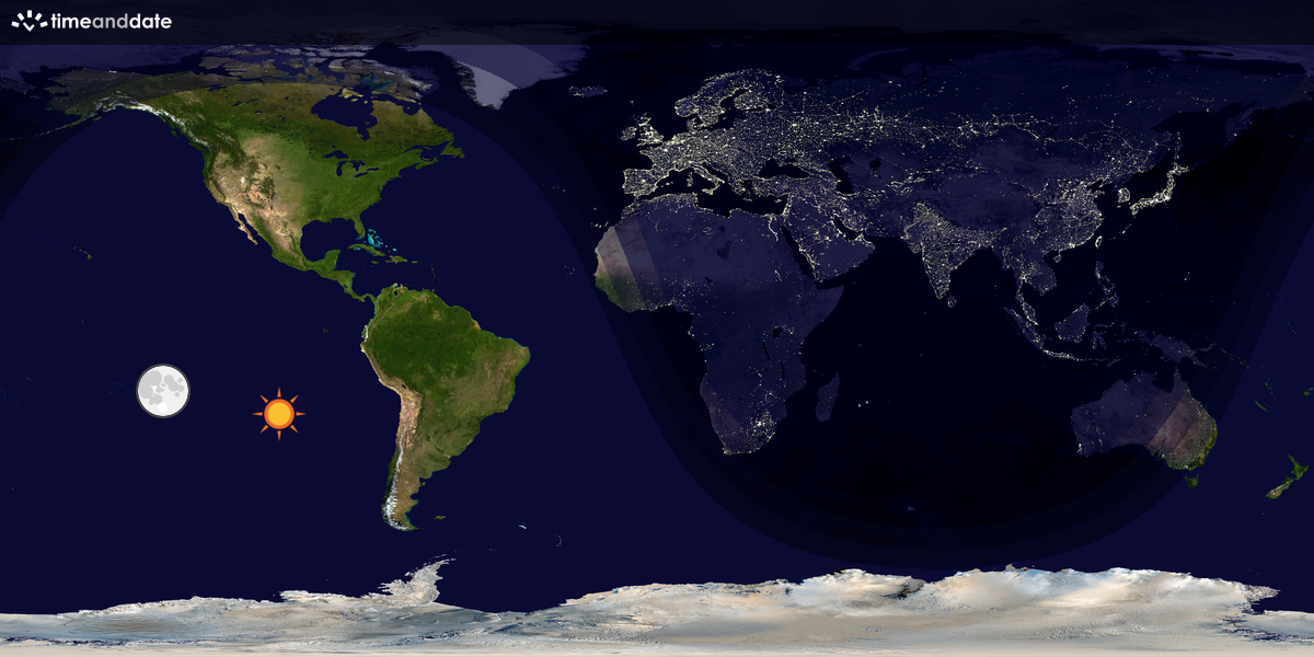 Verdenskart som viser dag og natt 