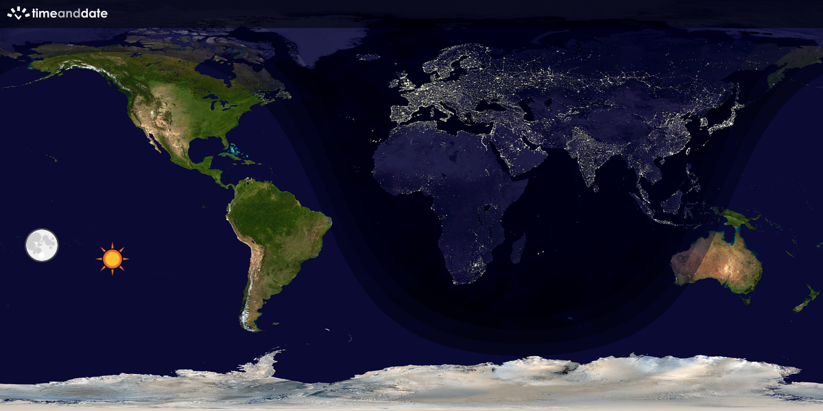 Verdenskart som viser dag og natt 