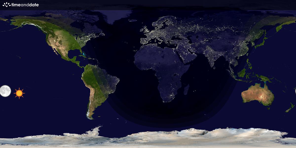 Verdenskart som viser dag og natt 