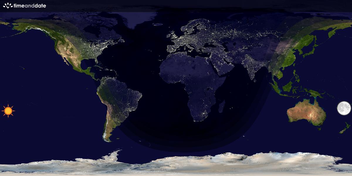 Verdenskart som viser dag og natt 