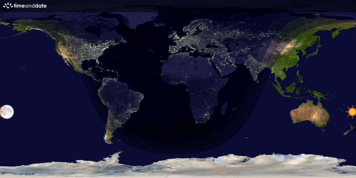 Verdenskart som viser dag og natt 