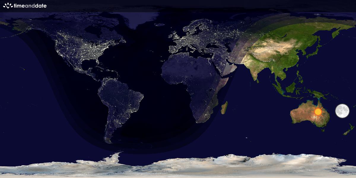 Verdenskart som viser dag og natt 