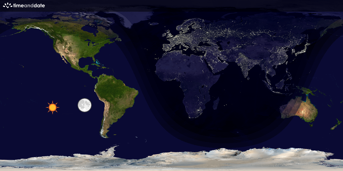Verdenskart som viser dag og natt 