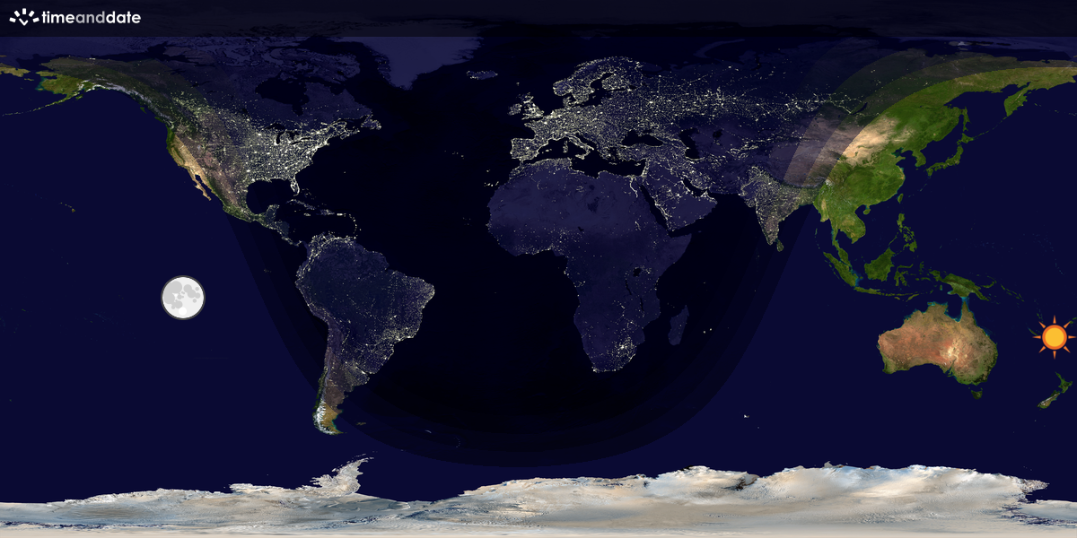 Verdenskart som viser dag og natt 