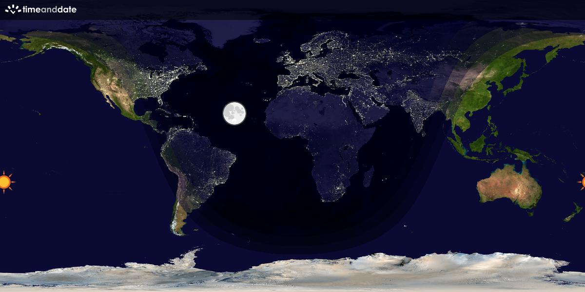 Verdenskart som viser dag og natt 