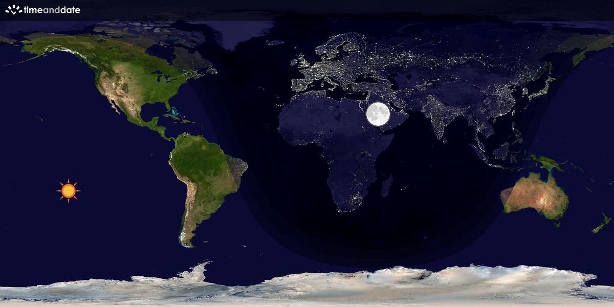 Verdenskart som viser dag og natt 