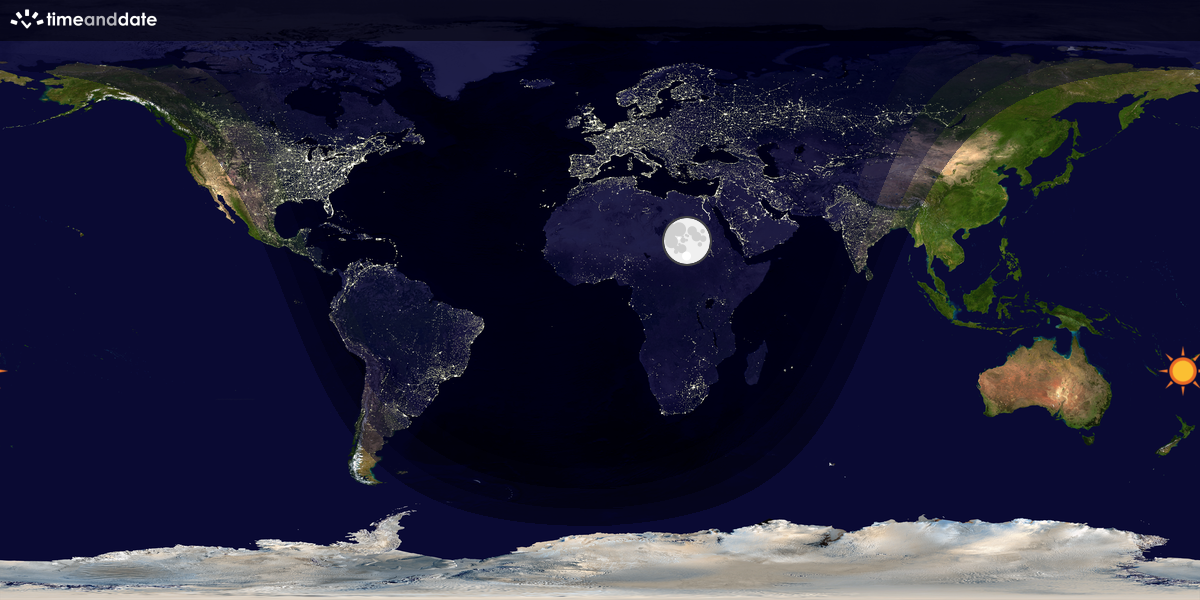 Verdenskart som viser dag og natt 