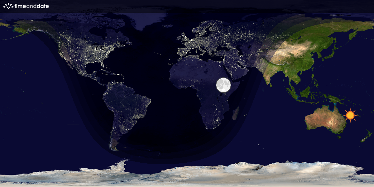 Verdenskart som viser dag og natt 