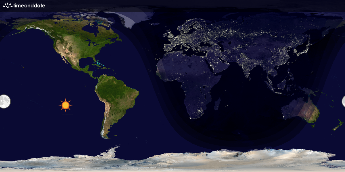 Verdenskart som viser dag og natt 