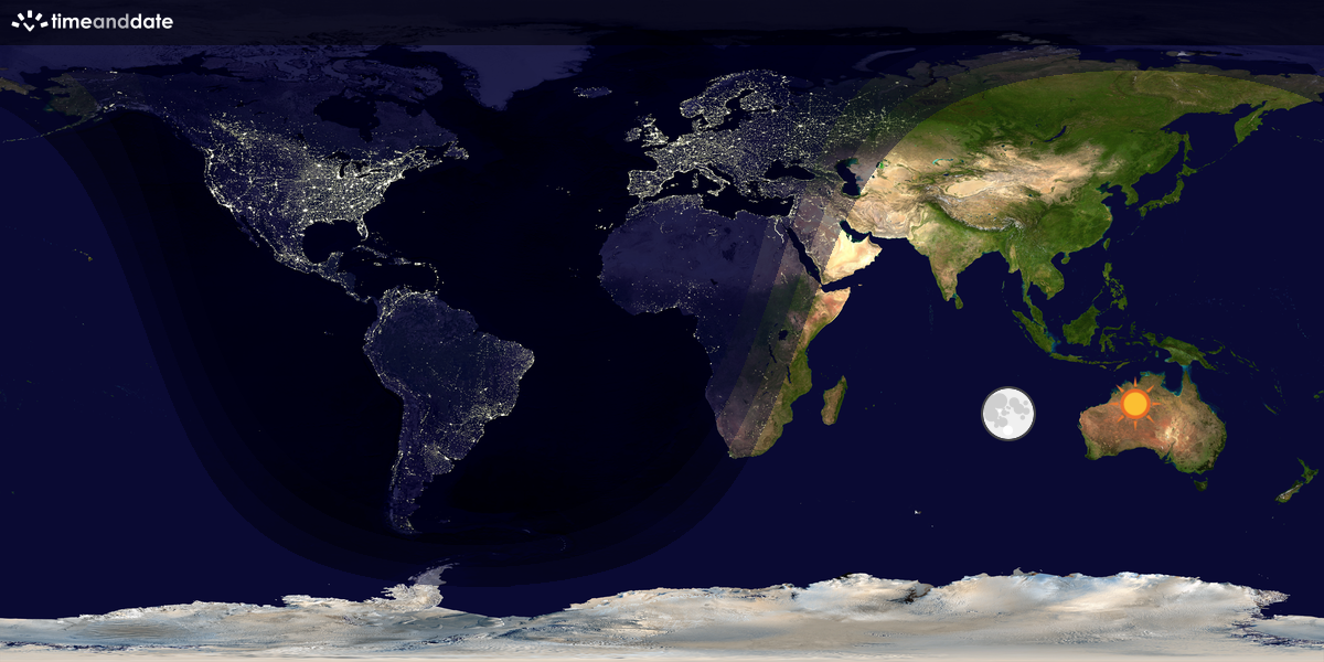 Verdenskart som viser dag og natt 