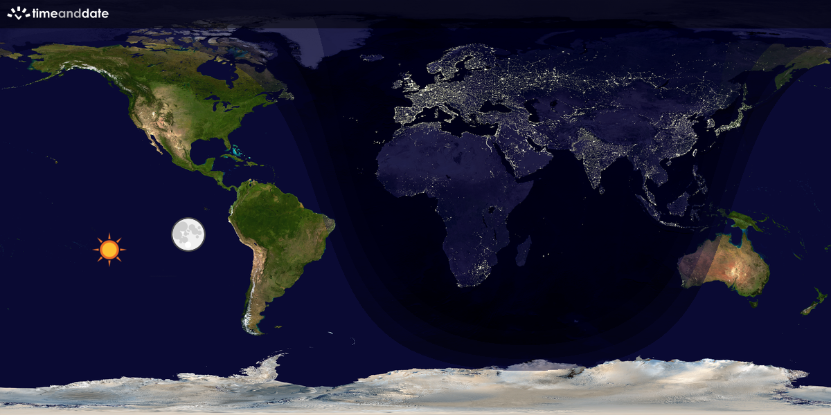 Verdenskart som viser dag og natt 