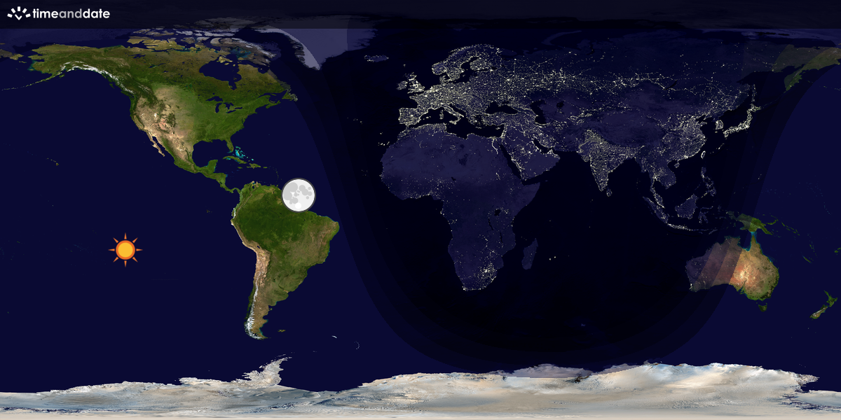 Verdenskart som viser dag og natt 