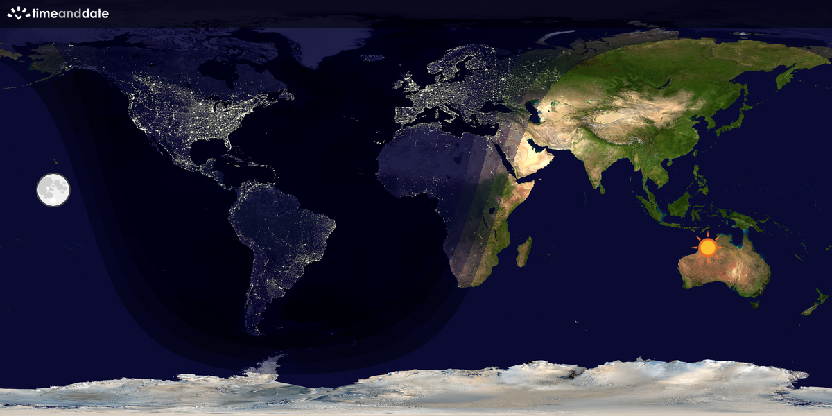 Verdenskart som viser dag og natt 