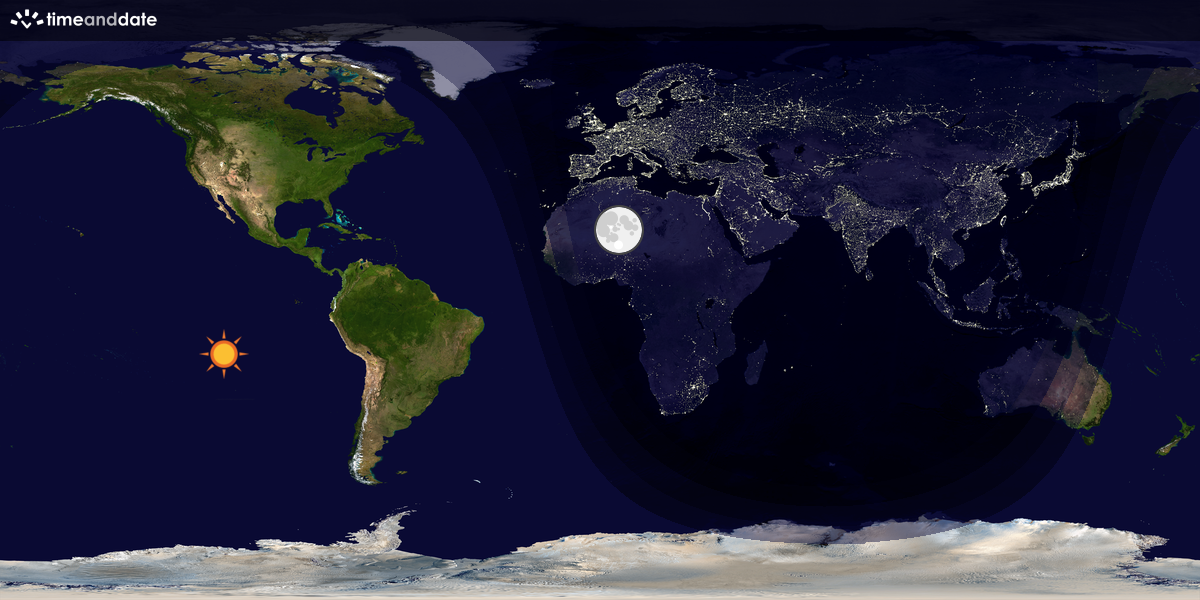 Verdenskart som viser dag og natt 