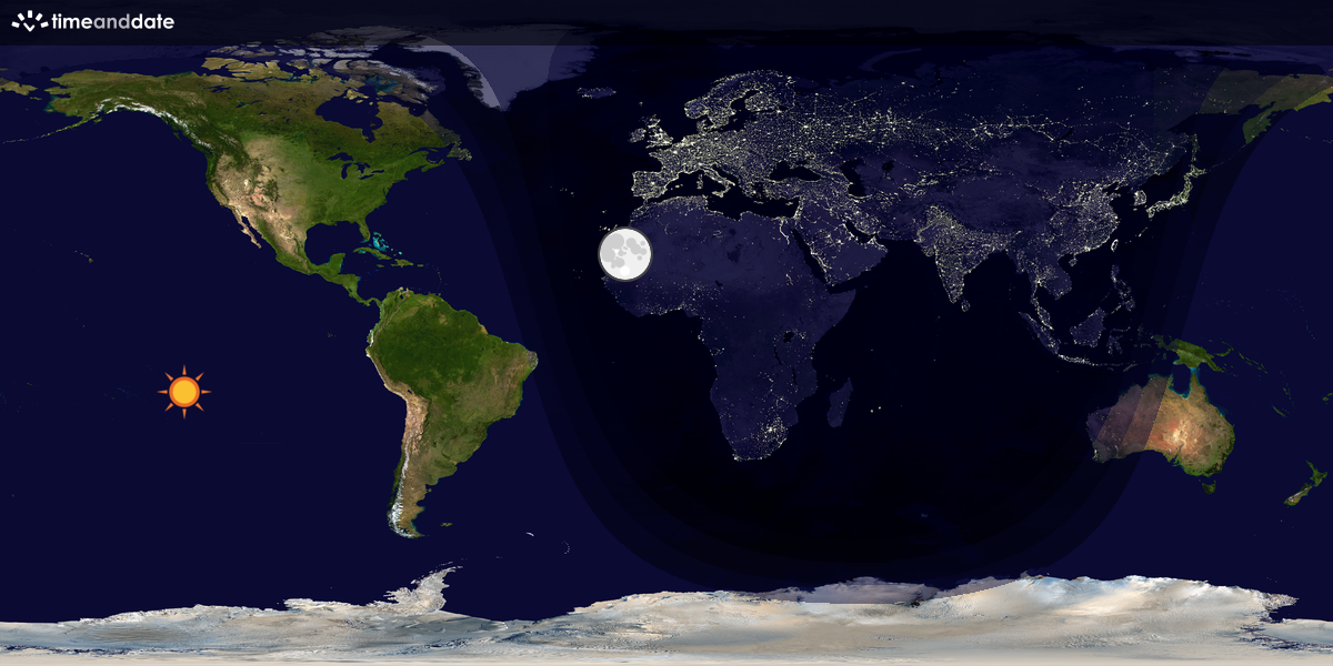 Verdenskart som viser dag og natt 