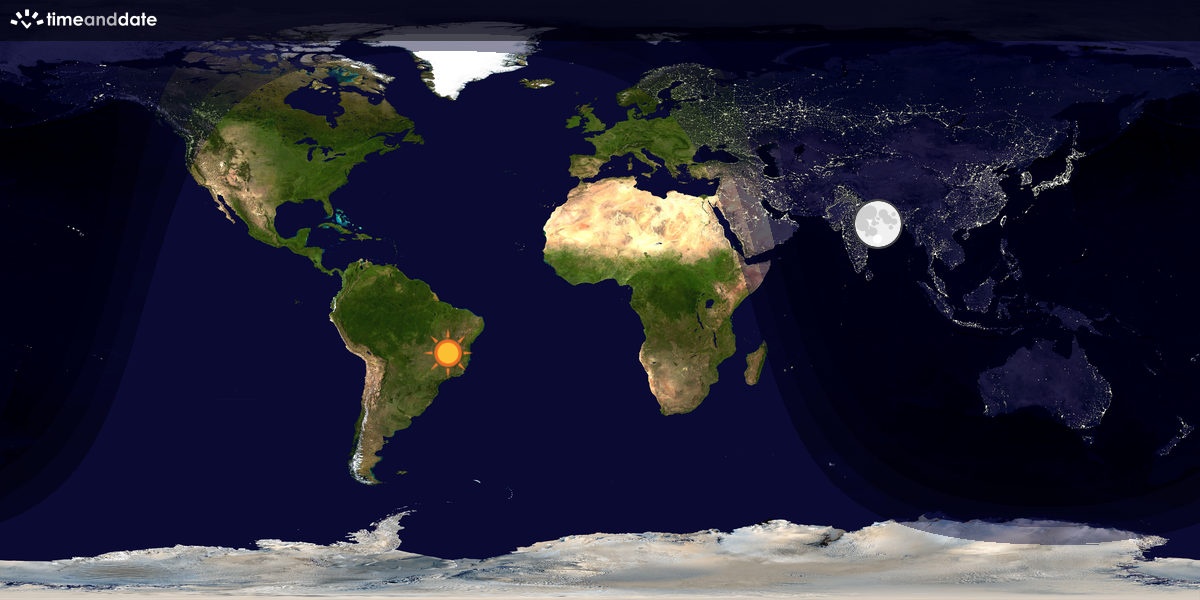Verdenskart som viser dag og natt 