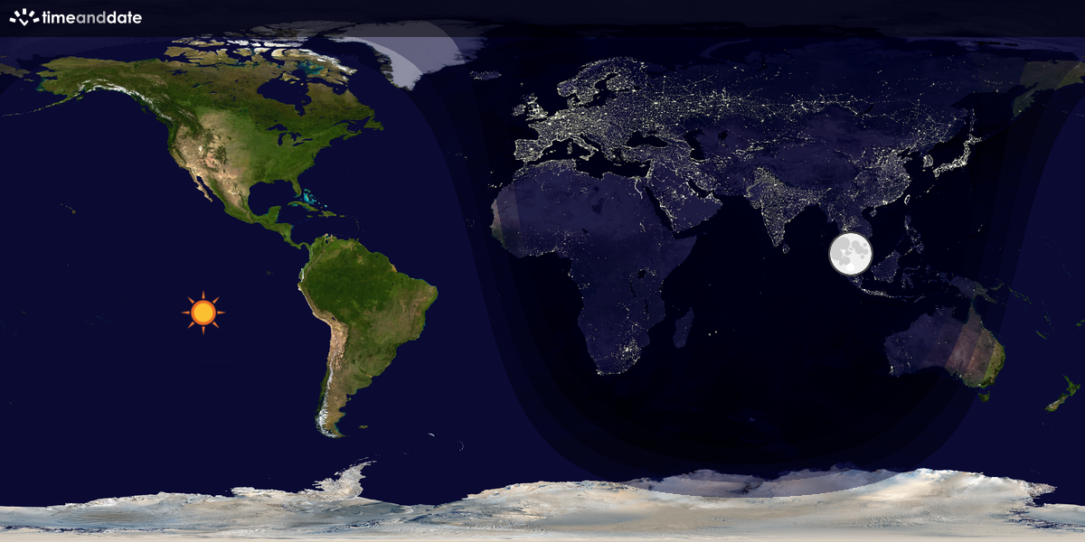 Verdenskart som viser dag og natt 