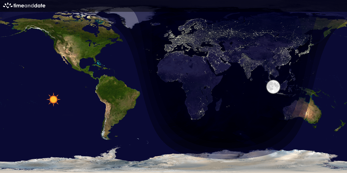 Verdenskart som viser dag og natt 