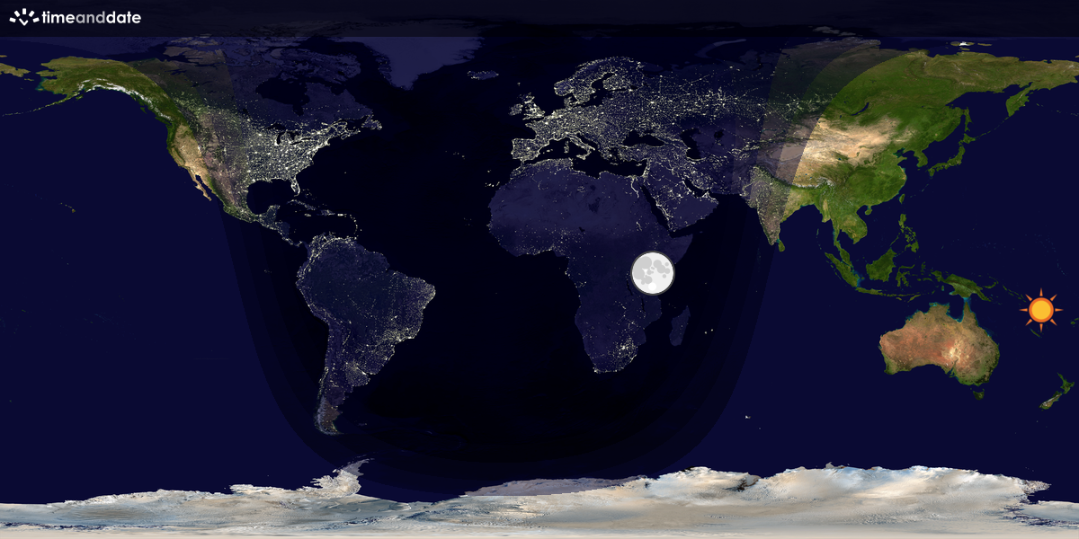 Verdenskart som viser dag og natt 