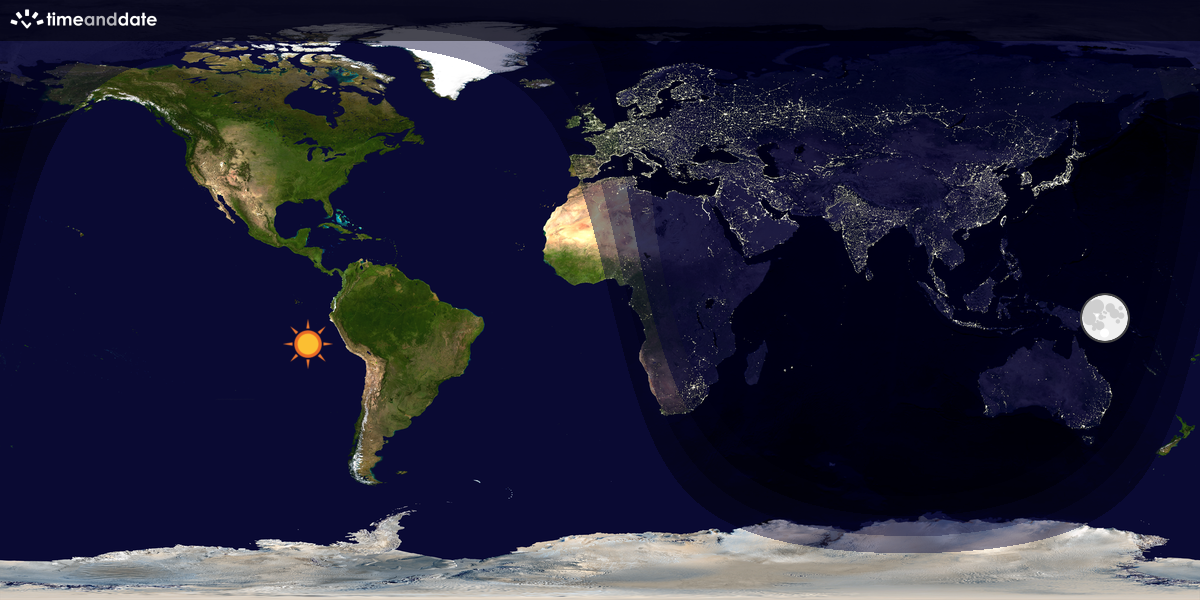 Verdenskart som viser dag og natt 