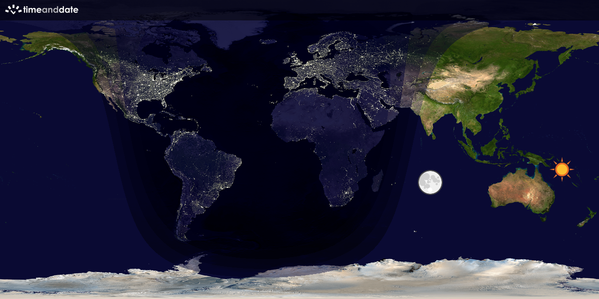 Verdenskart som viser dag og natt 