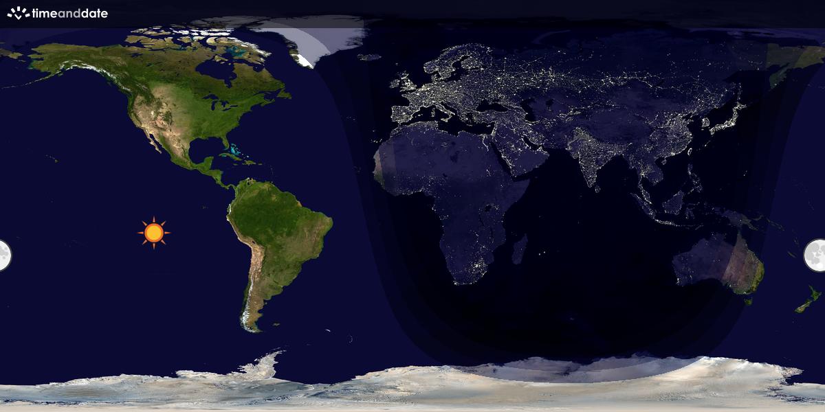 Verdenskart som viser dag og natt 