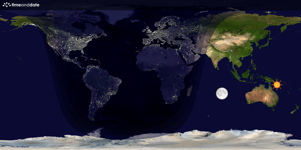 Verdenskart som viser dag og natt 