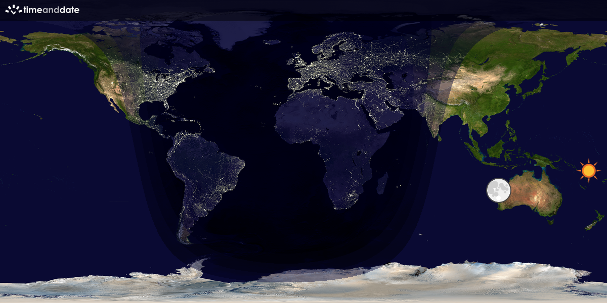 Verdenskart som viser dag og natt 