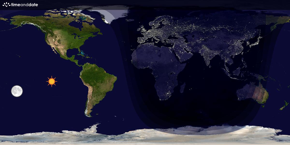 Verdenskart som viser dag og natt 