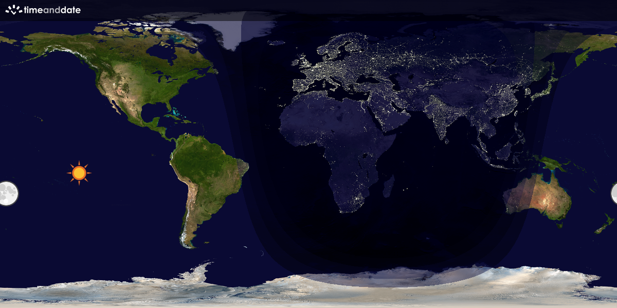 Verdenskart som viser dag og natt 
