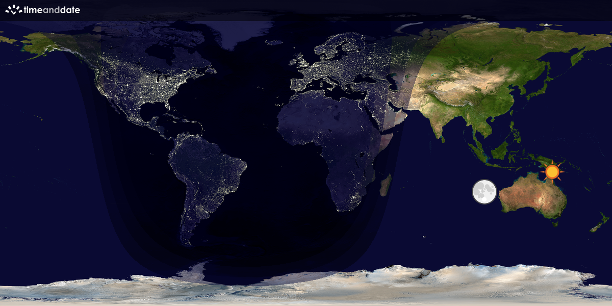 Verdenskart som viser dag og natt 