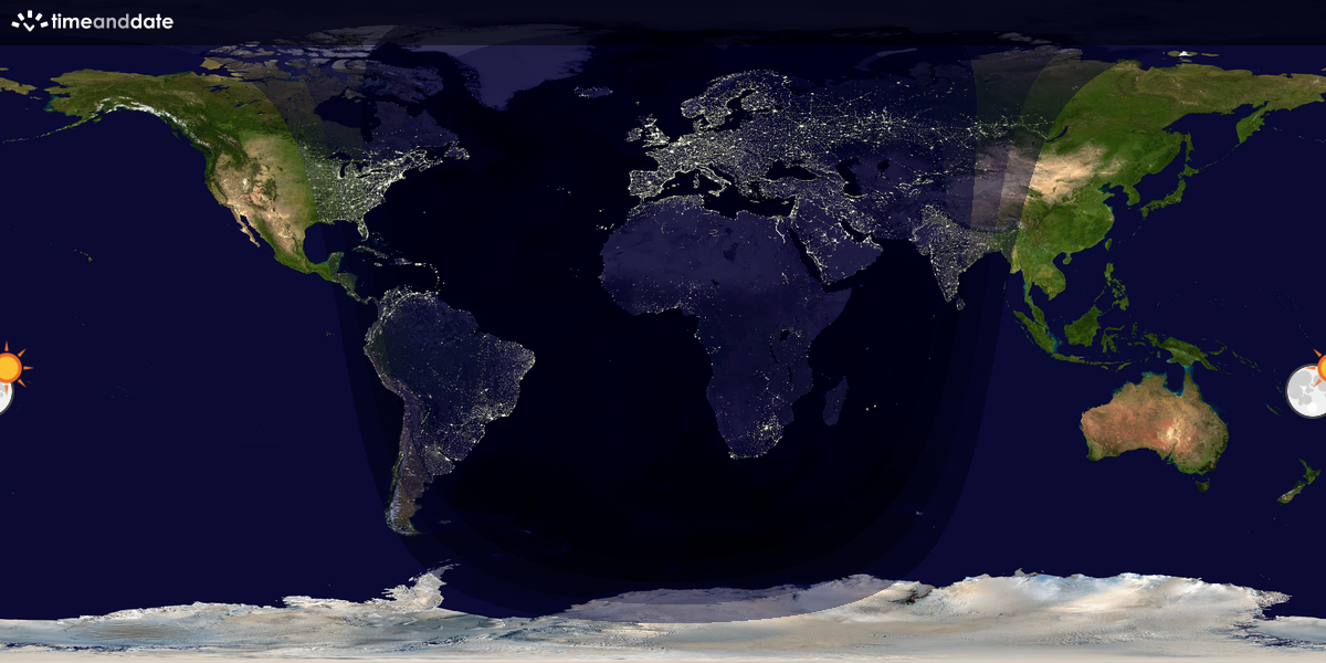 Verdenskart som viser dag og natt 