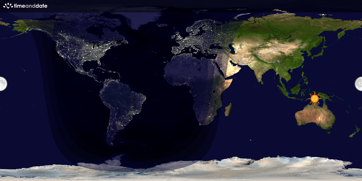 Verdenskart som viser dag og natt 